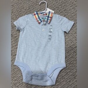 5 for $25 SALE 🎉 Charming Blue Baby top with Plaid Collar☀️